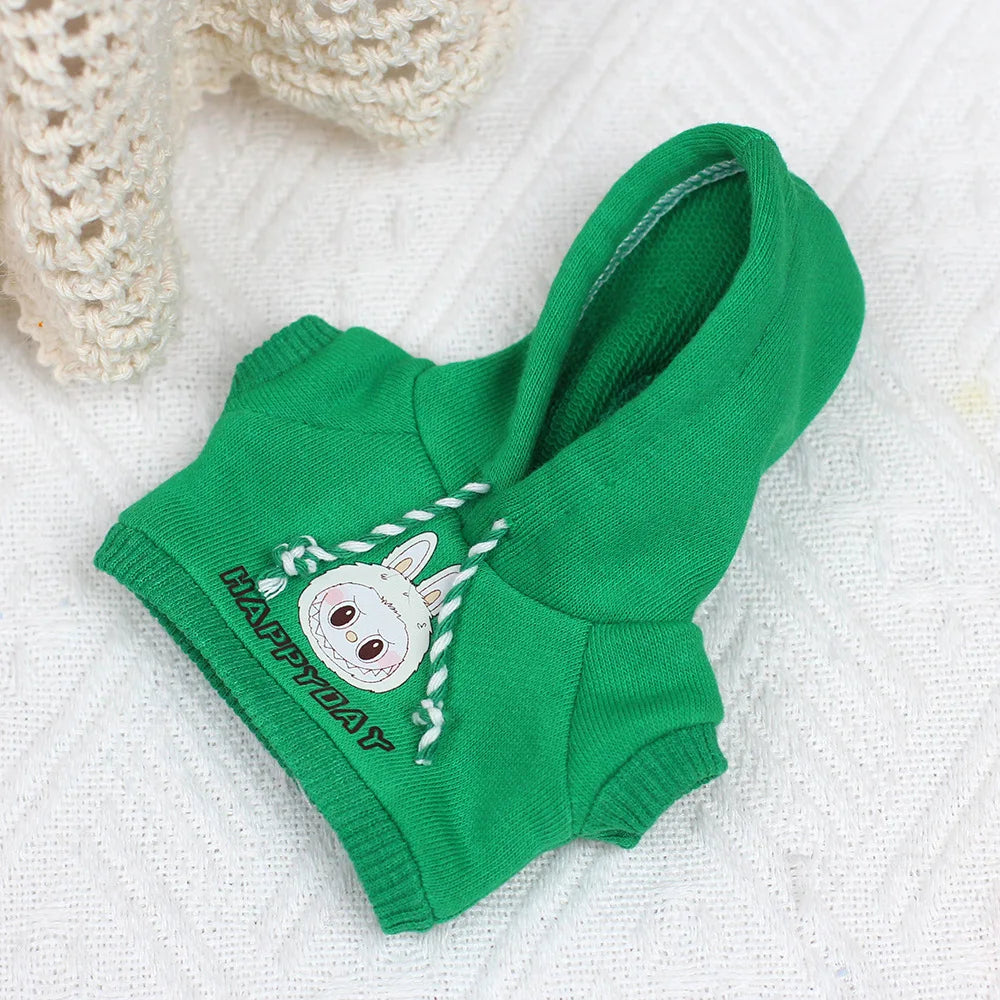 For 17cm Labubu Clothes I II Idol Dolls Accessories Sweatshirt Heart-Beating Hoodie Macaron For Labubu Doll Jeans Clothes