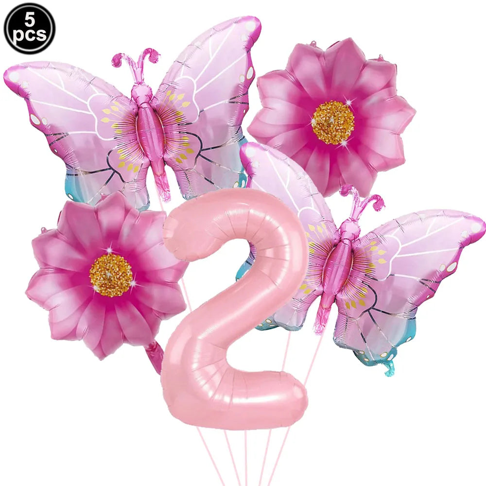 5pcs Colorful Butterfly Foil Balloons Butterfly Balloons Butterfly Themed Balloon Girl Party Birthday Wedding Baby Shower Decors