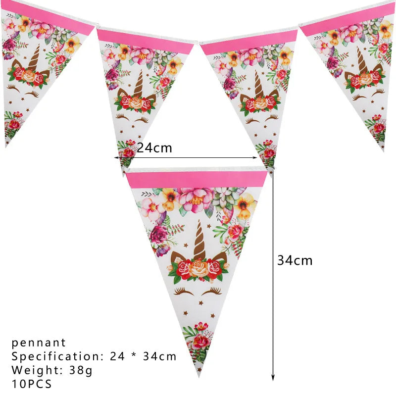 Unicorn Decoration For Birthday Girl Happy Birthday Unicorn Them Deco Kit Tableware Background Banner Balloons Supplies For Kids