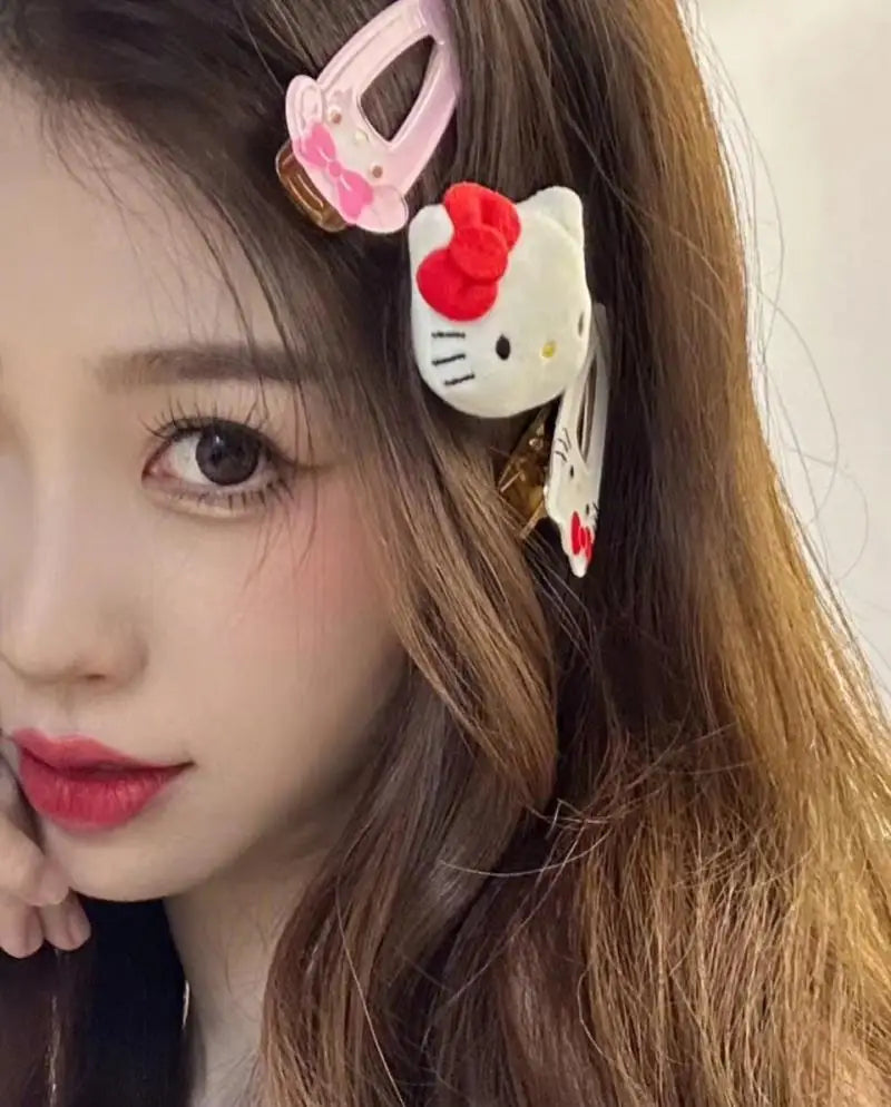 19Pcs Suit Hello Kitty Hair Clip Hairpin for Girls Children's Cinnamoroll Hello Kitty Accessories Hairpin Bb Clip Girls Gifts