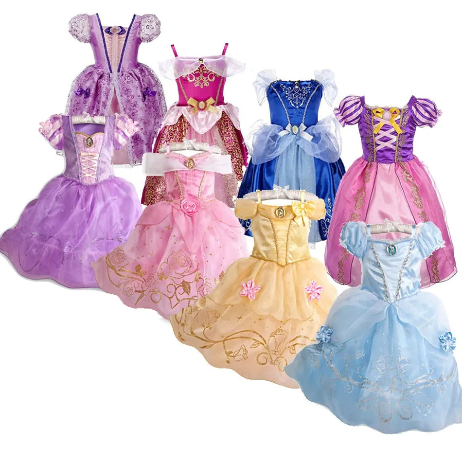 Children Princess Costume Party Fancy Flower Vestido New 2024 Christmas Birthday Carnival Dress Up Rapunzel Belle Disguise Frock