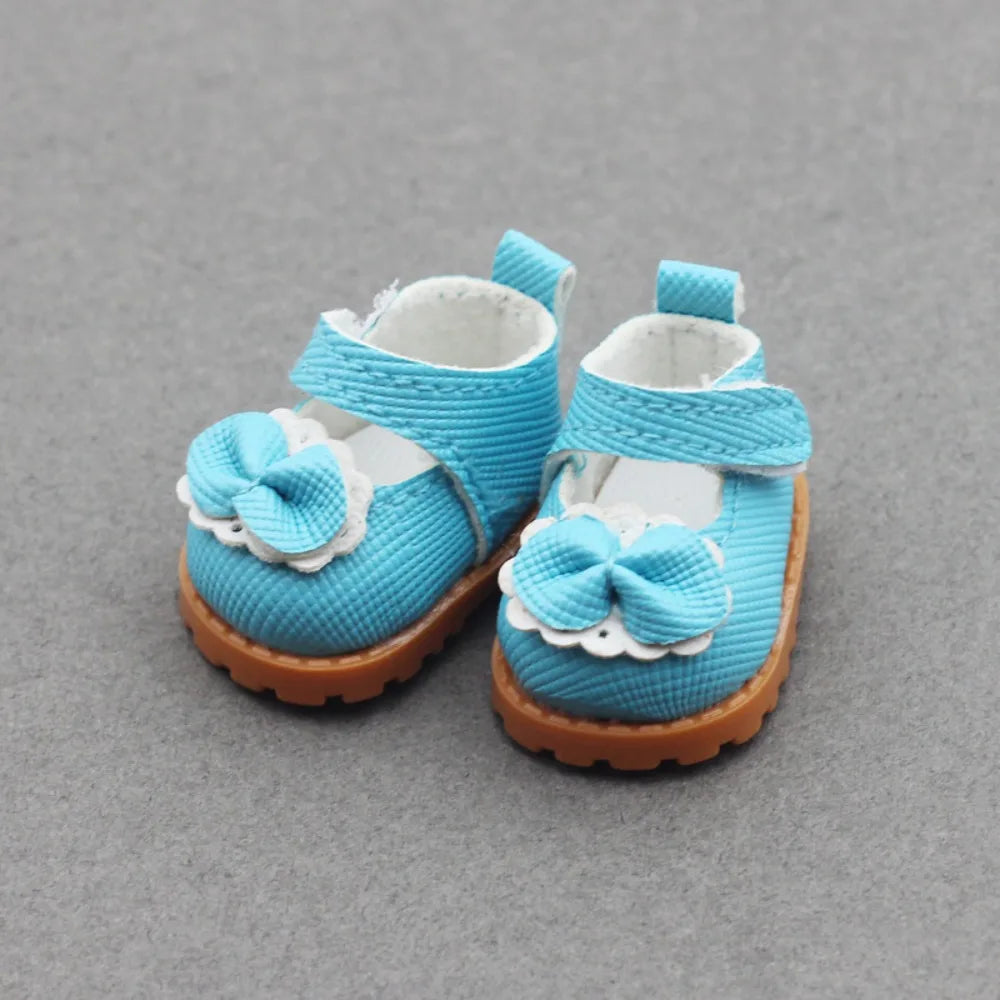 Doll Leather Shoes Labubu Bow Shoes for 17cm Labubu 10cm EXO /Cotton Doll Finger Shoes
