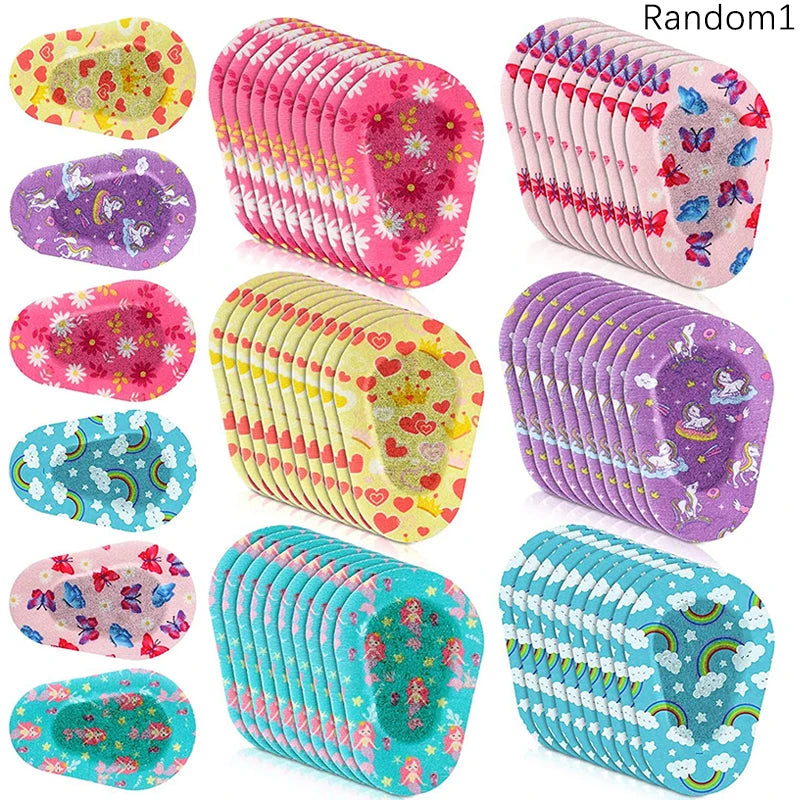 Cute Adhesive Eye Patches Bandage for Kids Girls Boys Disposable Medical Sterile Eye Pad for Amblyopia Lazy Eye Protect Eyesight