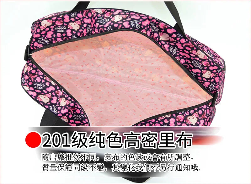 Sanrio hello kitty cartoon business travel bag luggage storage bag Oxford cloth messenger bag girl shoulder bag  gym handbag