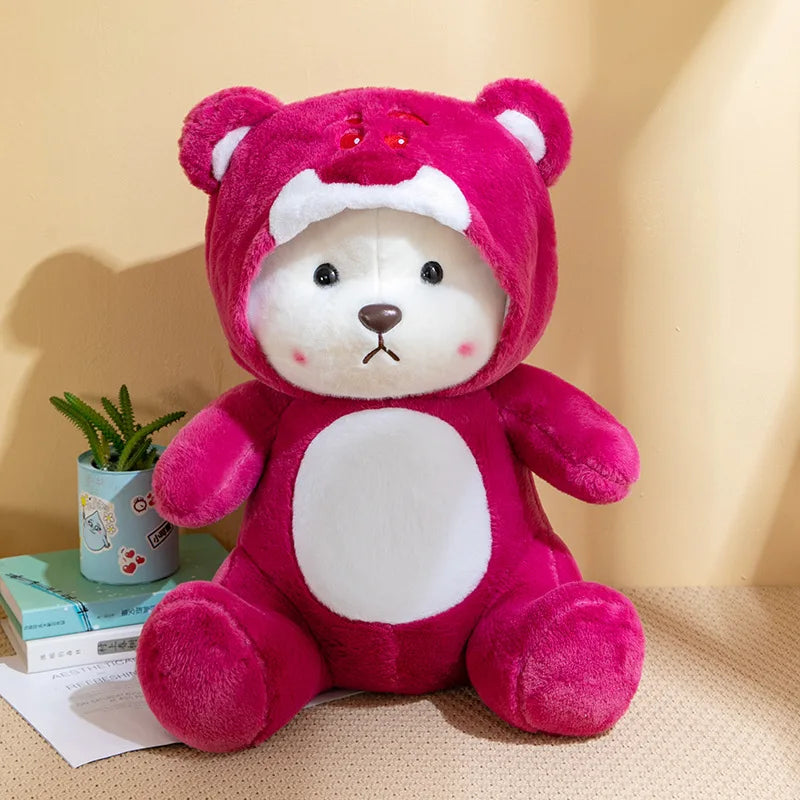50cm Stitch Transforms Cute Bear Doll Stitch Teddy Bear Plush Toys Strawberry Bear Valentine's Day Gift for Girls