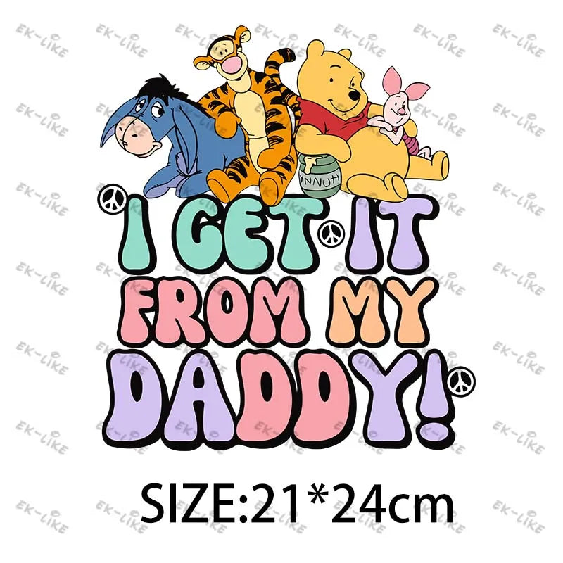 Dad Squad King Lion Toy Story Mickey Stitch Happy Father's Day Iron on Picture on Clothes Strong viscosity Diy Craft