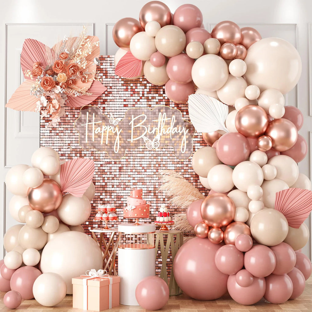 Pink Gold Balloon Garland Arch Kit Birthday Party Decor Kids Girl Wedding Birthday Party Baloon Supplies Baby Shower Latex Balon