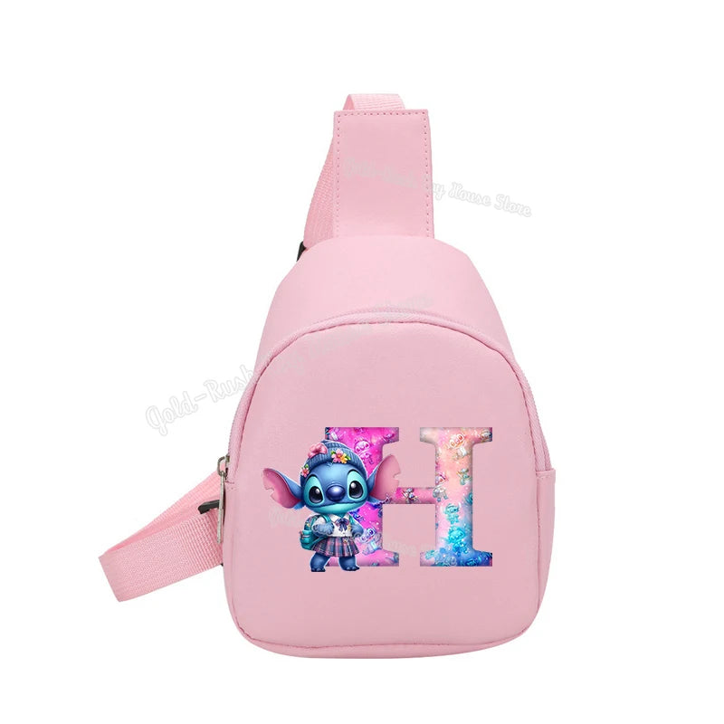 Cartoon Lilo&stitch Pu Chest Bag Mini Outdoor ShoulderBag Boy Girl Satchel Bags Costume Accessories Students Crossbady Bag Purse