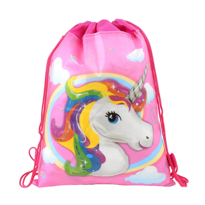 1/6/12Pcs Unicorn Drawstring Bag Kids Girls Unicorn Birthday Party Favors Supplies Candy Gift Packaging School Storage Backpacks