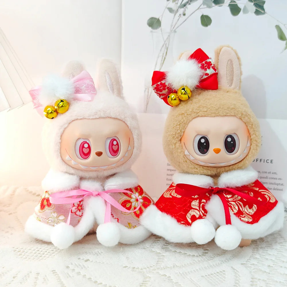17cm Mini Plush Doll'S Clothes Outfit Accessories For Labubu V1 V2 Christmas Cookie Man Sweater Hat Clothing New Year Gift