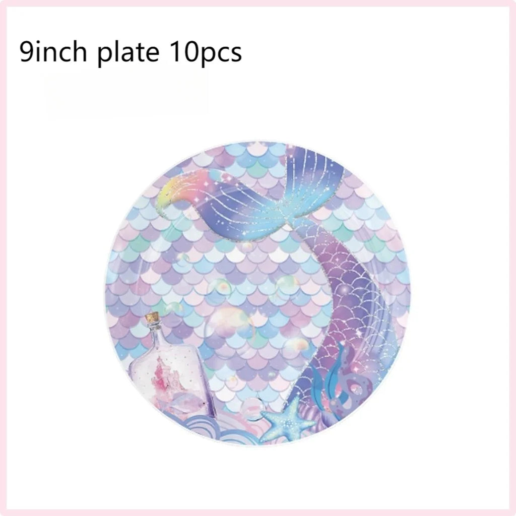 Mermaid Birthday Party Decorations Balloon Tableware Tablecloth Hanging Banner Party Decorations For Child Favors Supplies Kit
