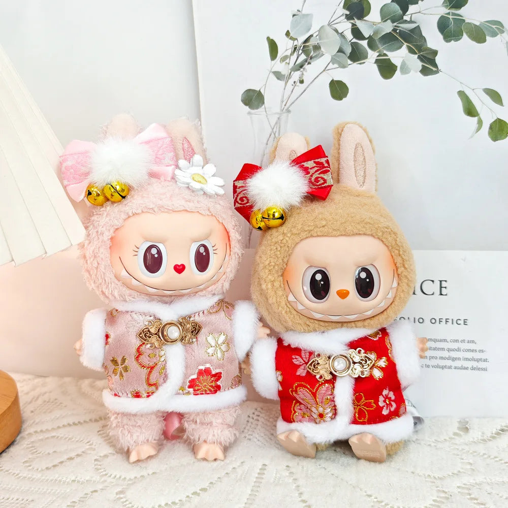 17cm Mini Plush Doll'S Clothes Outfit Accessories For Labubu V1 V2 Christmas Cookie Man Sweater Hat Clothing New Year Gift