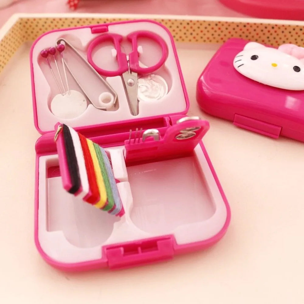 Hello Kitty Sewing Kit Cute Cartoon Practical Mini Portable Sewing Kit New Delicate Go Out Travel Sewing Tools Suit Gifts
