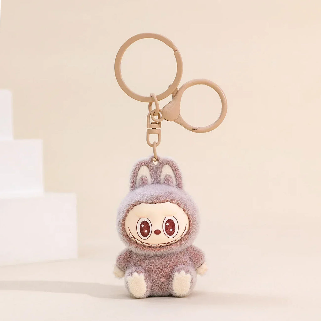 Cute Labubu Doll Pendant Keychain Exquisite Doll Fluff Pvc Toy Phone Ornaments Bag Charms Car Key Chain Kawaii Accessories Gifts