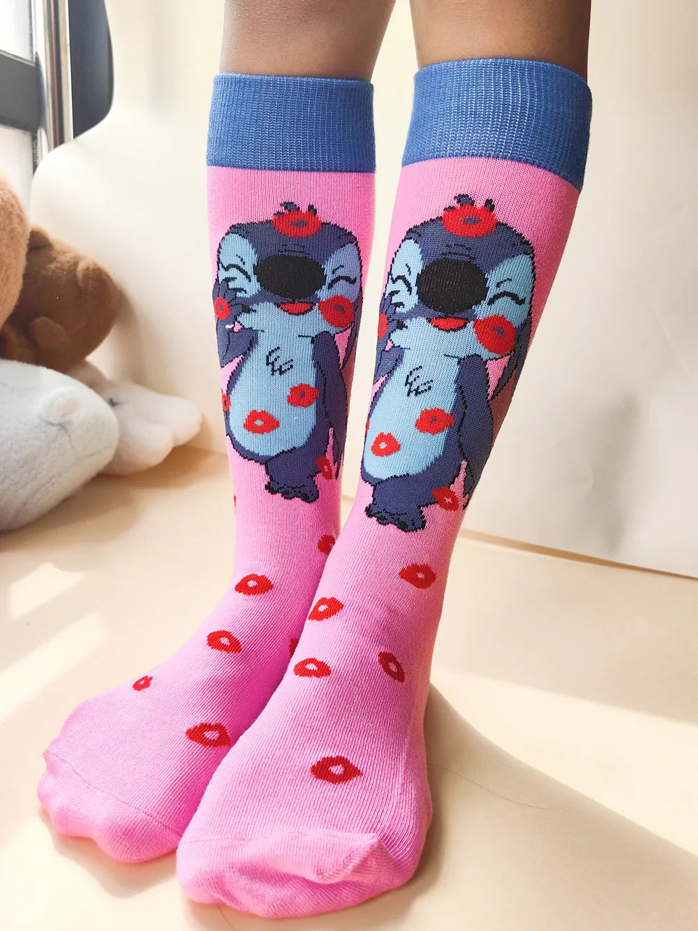Diseny Stitch Cartoon Long Woman Socks Stitch Kawaii Men Socks Creative Skateboard socks Fashion knee-high Socks Size 37-45