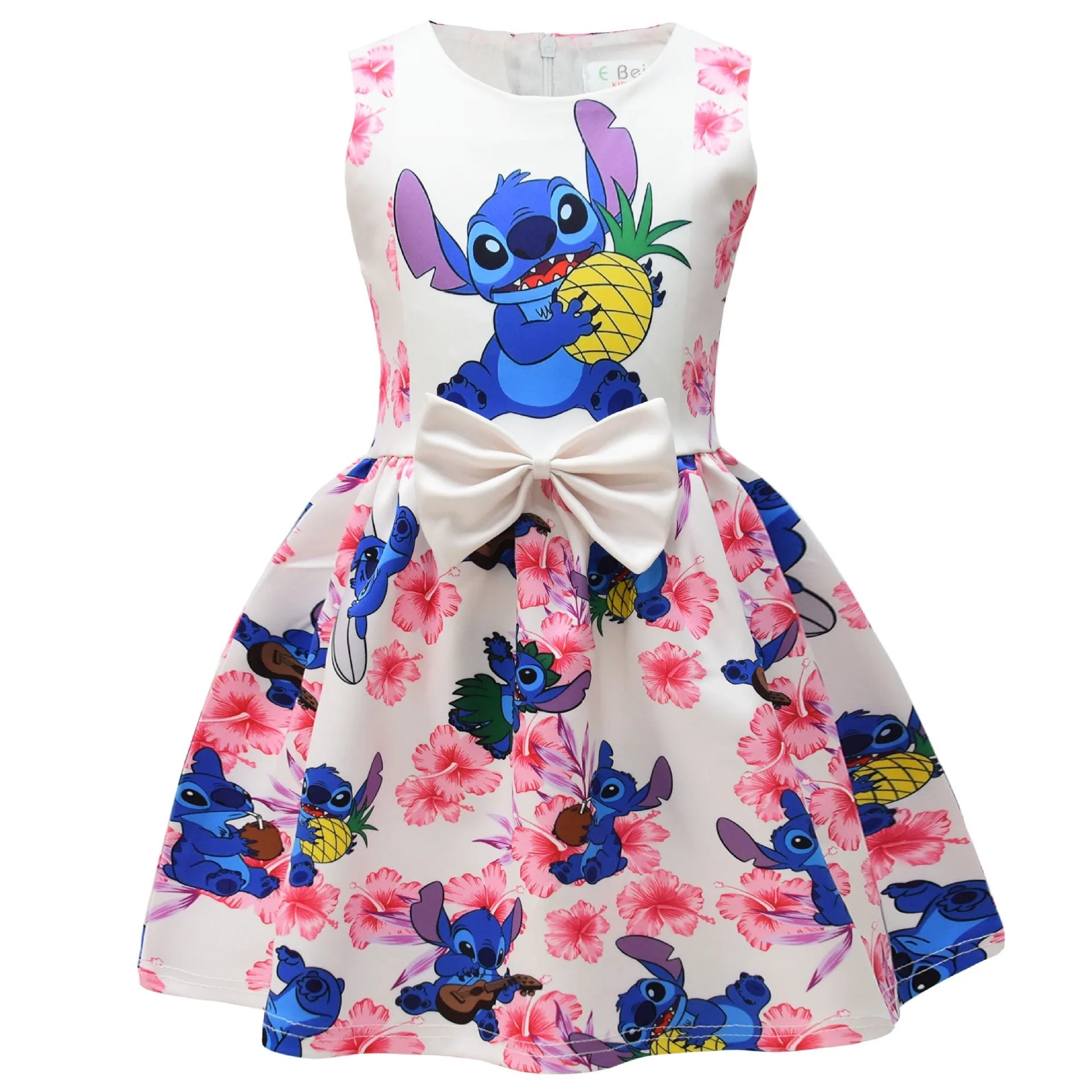 Lilo and Stitch Dress Summer Sweet Cute Animated Movie Stitch Printed Bow Tutu Skirt Kids Girls Birthday Party Princess Costumes