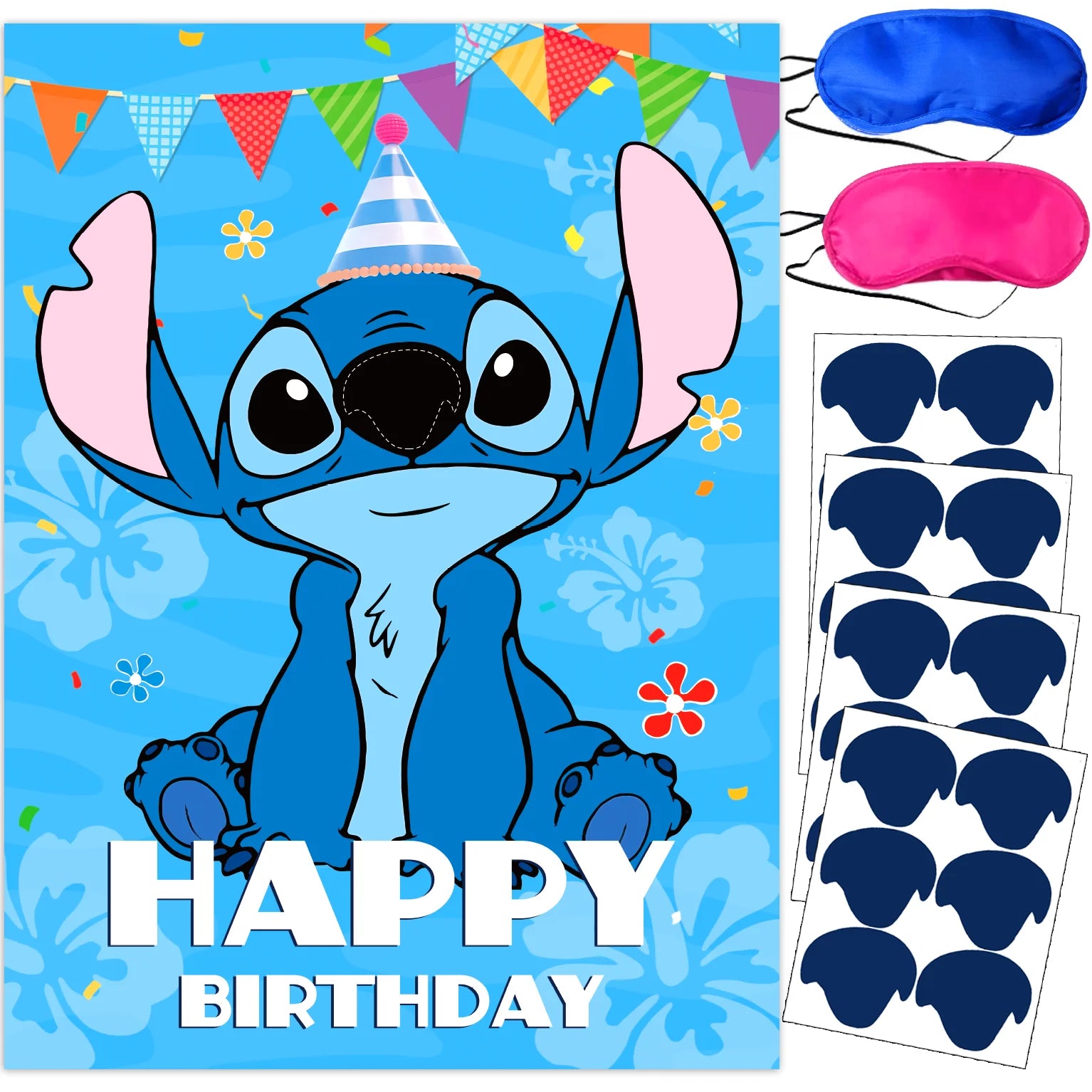 Pin The Nose on The lilo Stitch Birthday Party Game Stickers Poster Stitch Party Background Party Game Kids Favor Gifts Supplies