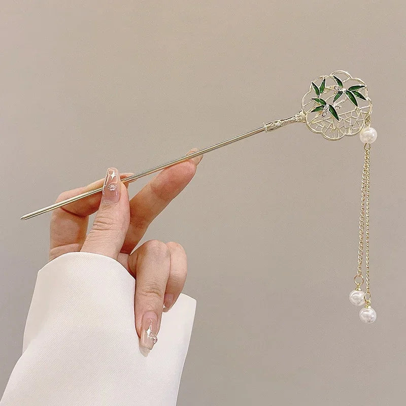 Retro Antique Tassel Phoenix Student Pearl Rhinestone Butterfly Hair Stick Jewelry Wedding Hair Accessories Charm Metal Hairpins