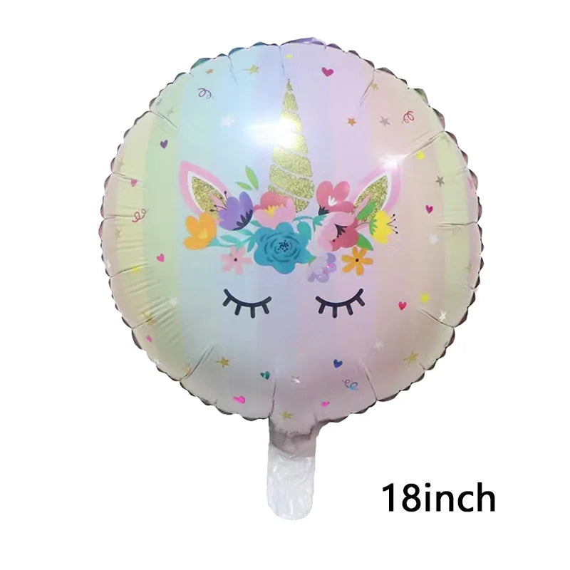 Rainbow Unicorn Foil Balloon 32inch Number Pink Star Balloons Unicorn Theme Kids Birthday Party Decorations Baby Shower Globos