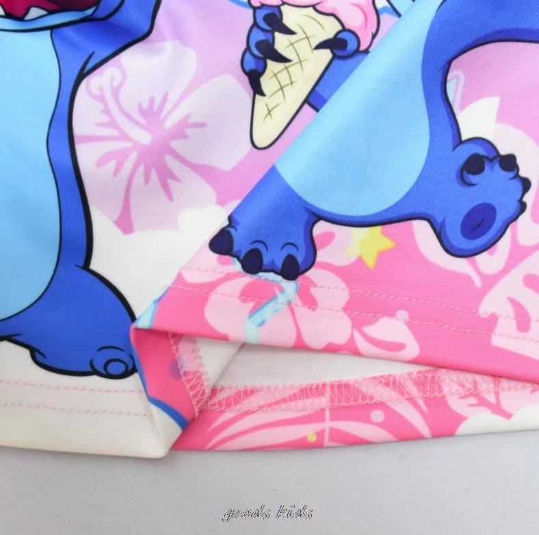 Hot Lilo And Stitch Children's Dress Sets Cartoon Cute Girls Dress Sleeveless Bow Vest Toddler Dress And Small Bag Birthday Gift