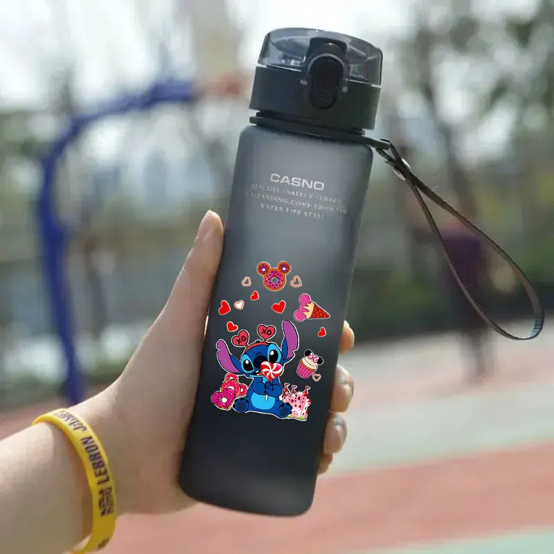 Lilo&Stitch 560/600/400ML Water Cup Children Portable Plastic Transparent Straw Stitch Outdoor Large Capacity Sport Water Bottle
