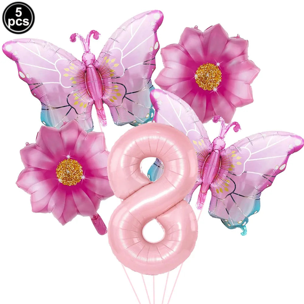 5pcs Colorful Butterfly Foil Balloons Butterfly Balloons Butterfly Themed Balloon Girl Party Birthday Wedding Baby Shower Decors