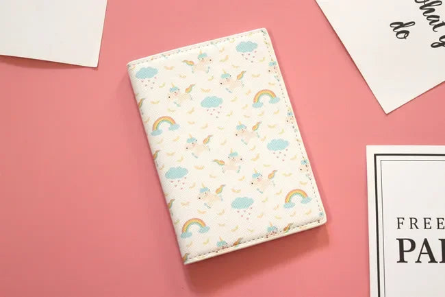 Lovely unicorn girl travel abroad passport bag protective cover waterproof  credit card holder minimalist wallet card wallet