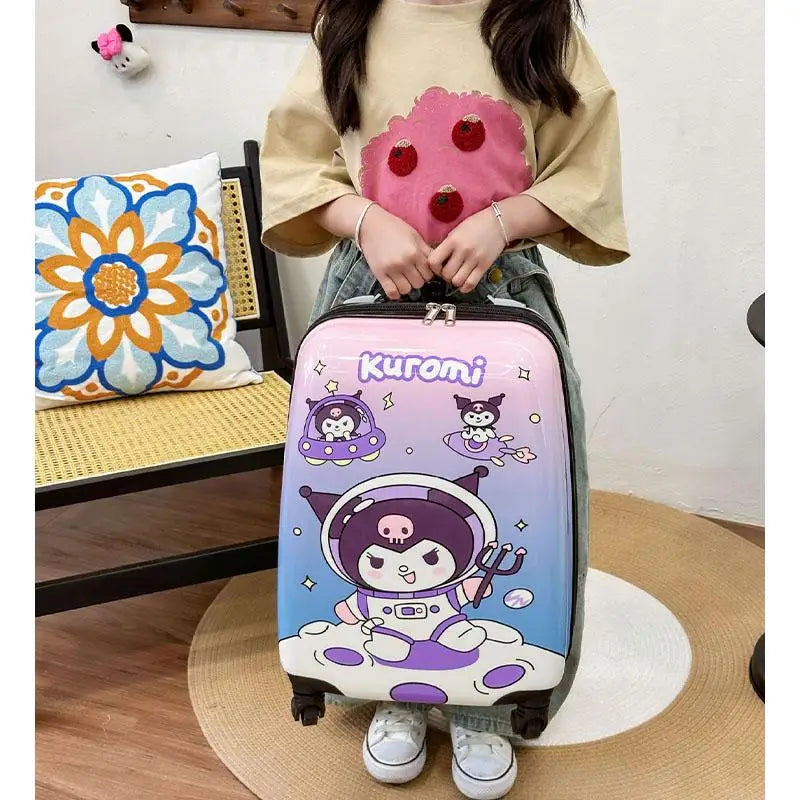 New 18-Inch Suitcase Kawaii Kuromi Kids Trolley Case Student Cartoon Luggage Girls Travel Portable Boarding Case Kids Toys Gift