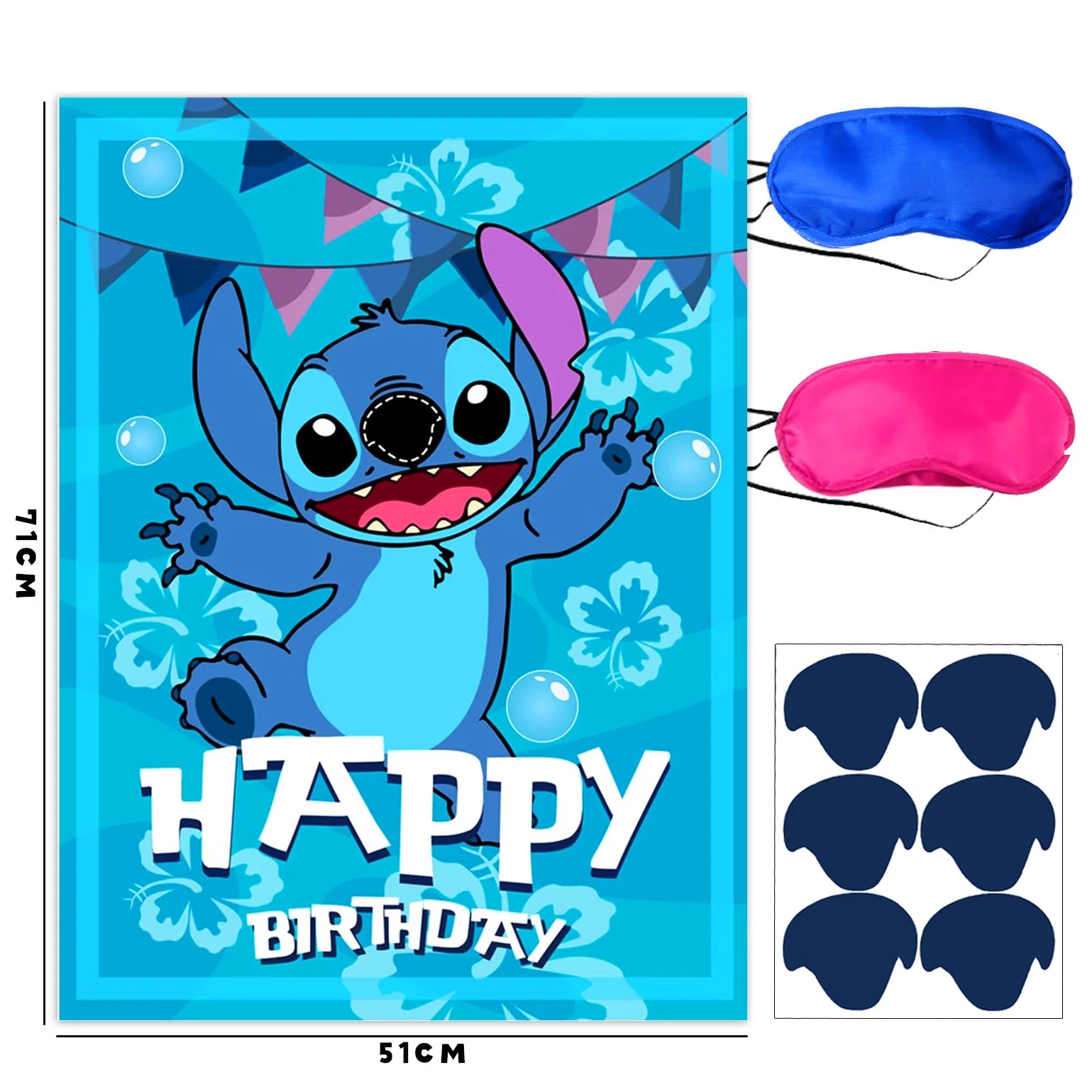 Pin The Nose on The lilo Stitch Birthday Party Game Stickers Poster Stitch Party Background Party Game Kids Favor Gifts Supplies