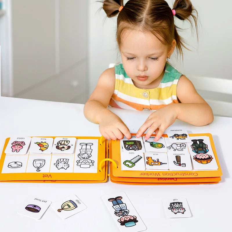 Montessori Educational Toys Toddler DIY Busy Book Job Matching Game Jobs Cognition Fine Motor Skill Activities Early Learning