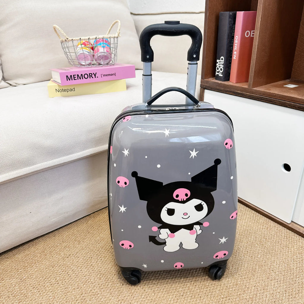 New 18-Inch Suitcase Kawaii Kuromi Kids Trolley Case Student Cartoon Luggage Girls Travel Portable Boarding Case Kids Toys Gift