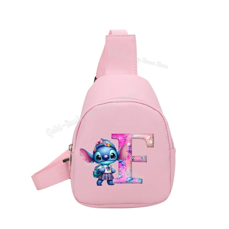 Cartoon Lilo&stitch Pu Chest Bag Mini Outdoor ShoulderBag Boy Girl Satchel Bags Costume Accessories Students Crossbady Bag Purse