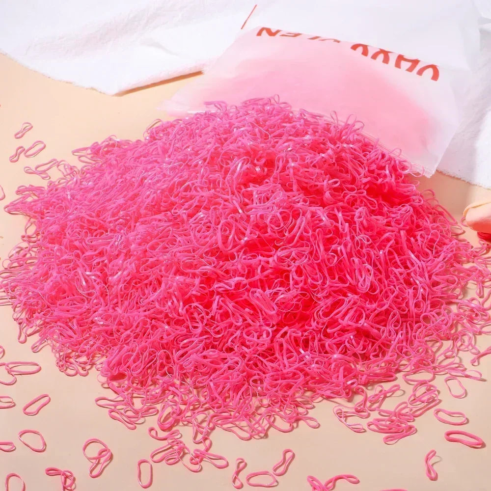 500pcs Girls Colourful Disposable Rubber Band Hair Ties Headband Children Ponytail Holder Bands Kids Hair Accessories Scrunchie