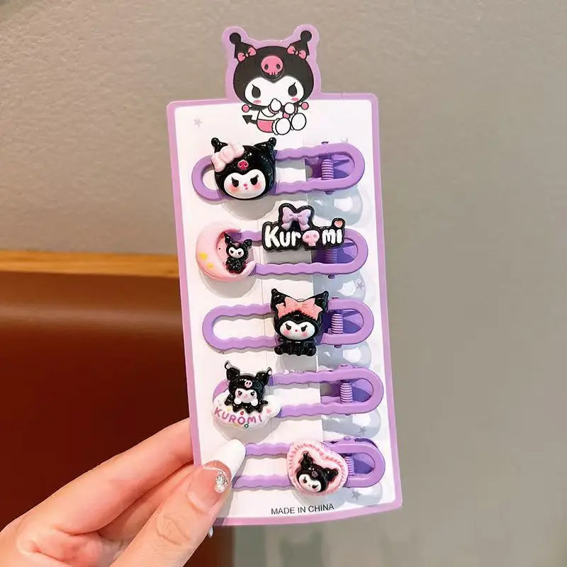 Sanrio Kids Hair Clips Set Cartoon Barrettes for Girls Soft Hairpins with 3D Charm Non-Slip Side Bangs Clips Hair Accessories