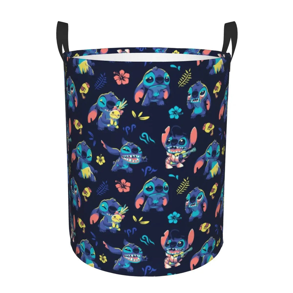 Custom I Love Stitch Laundry Basket Collapsible Toy Clothes Hamper Storage Bin for Kids Nursery