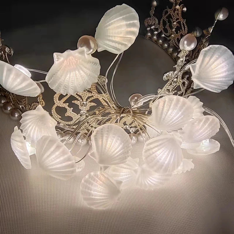 2m 20LED Seashell Starfish String Lights Ocean Theme Party Fairy Light Mermaid Birthday Party Decorations Girl Baby Shower favor
