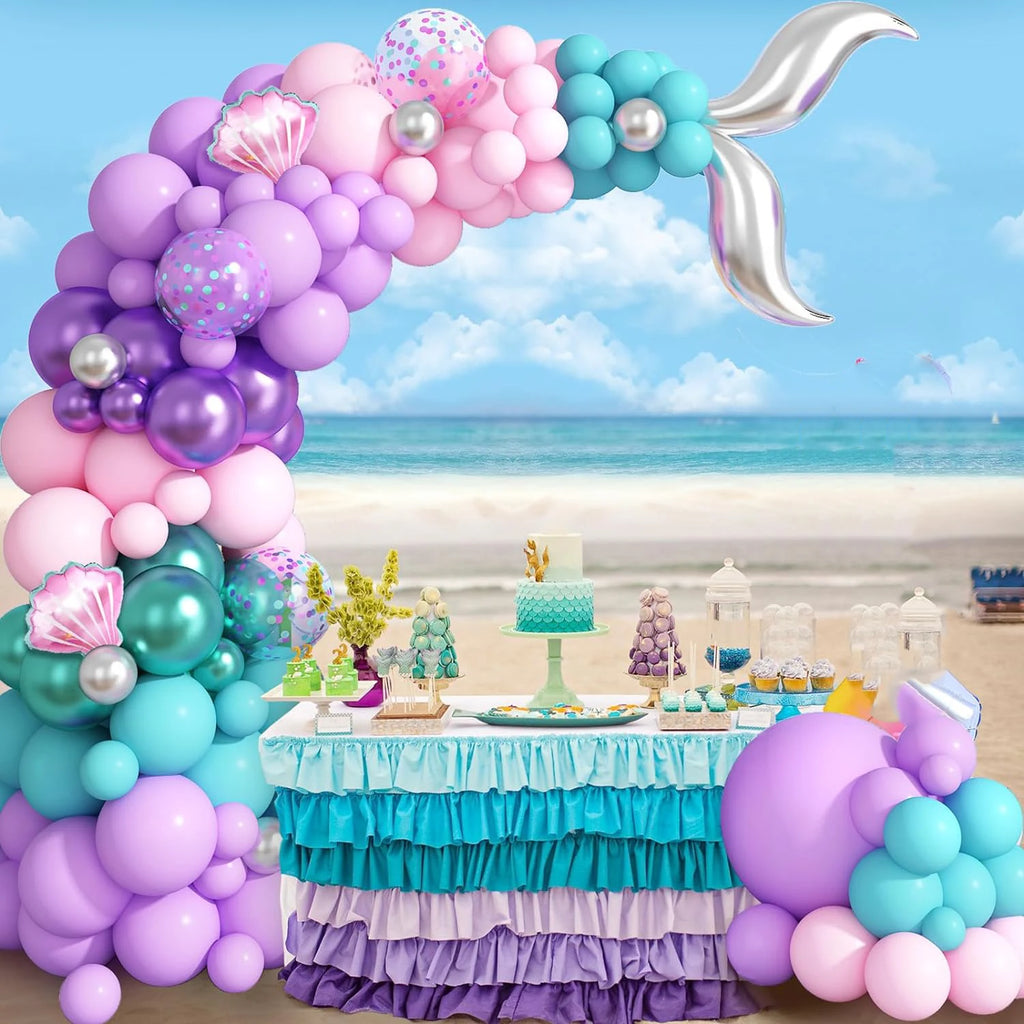 Mermaid birthday decoration Mermaid balloon set, pink and purple girl balloon mermaid birthday party decoration