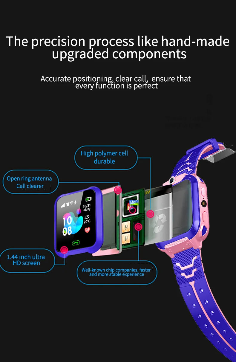 Kids Smart Watch SOS Antil-lost GPS Location Camera Sim Card Call IP67 Waterproof Smart Watch For Android Ios Kids Gift 2025New