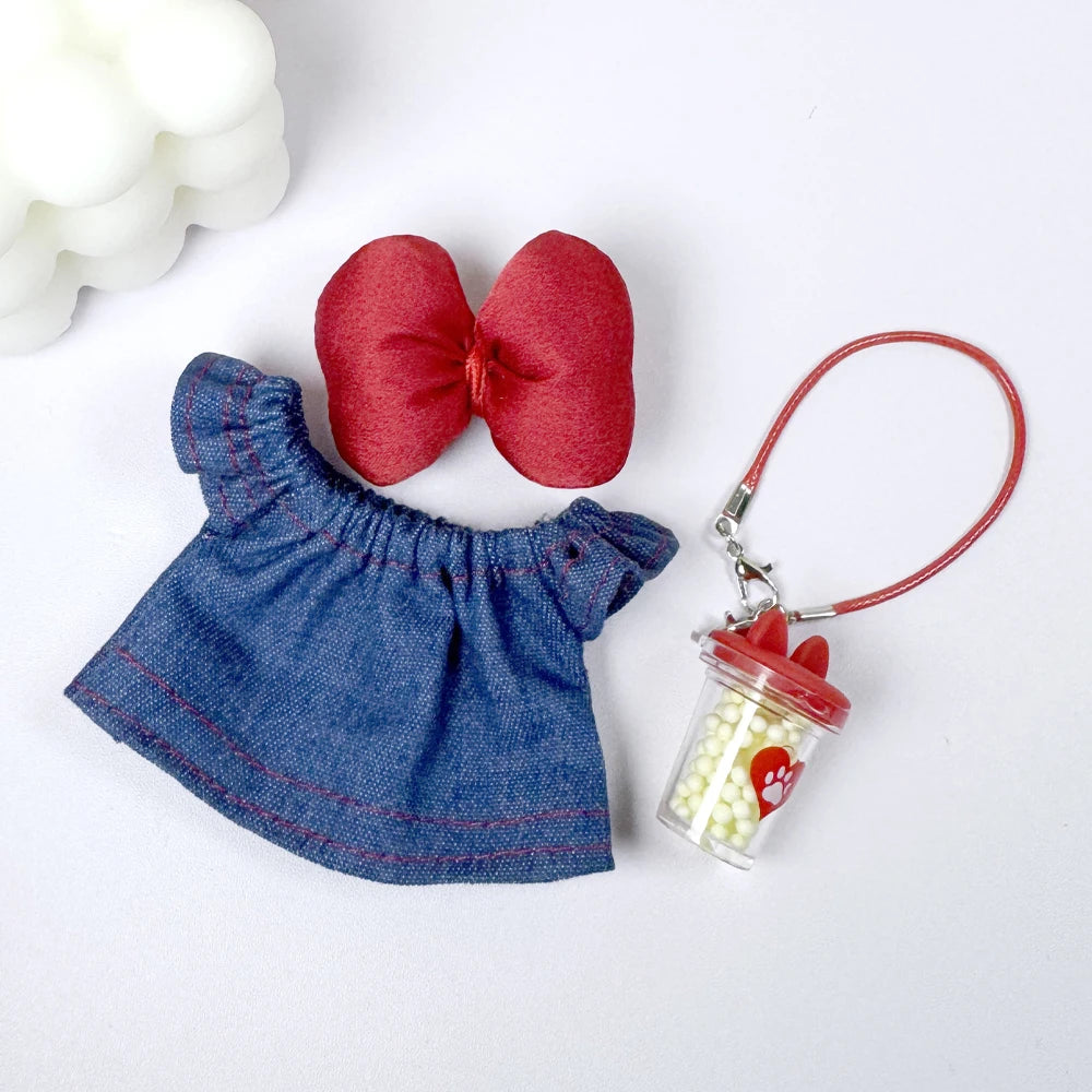 17cm labubu clothes outfit Plush doll clothes Macaron Cute Clothing DIY Kid Gift  Dog Clothes Hair accessories v1 v2 clothes
