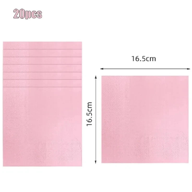 Solid Color Party Set Light Pink Tableware Paper Cup Paper Plate Tablecloth Wedding Birthday Bride Party Supplies Decorations