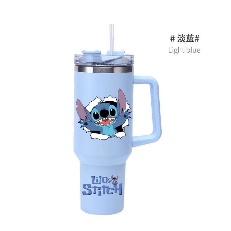 Thermal Coffee Lilo & Stitch Cups with Straw Stainless Steel Vacuum Insulated Tumbler 40oz Thermal Iced Travel Cup for Outdoor