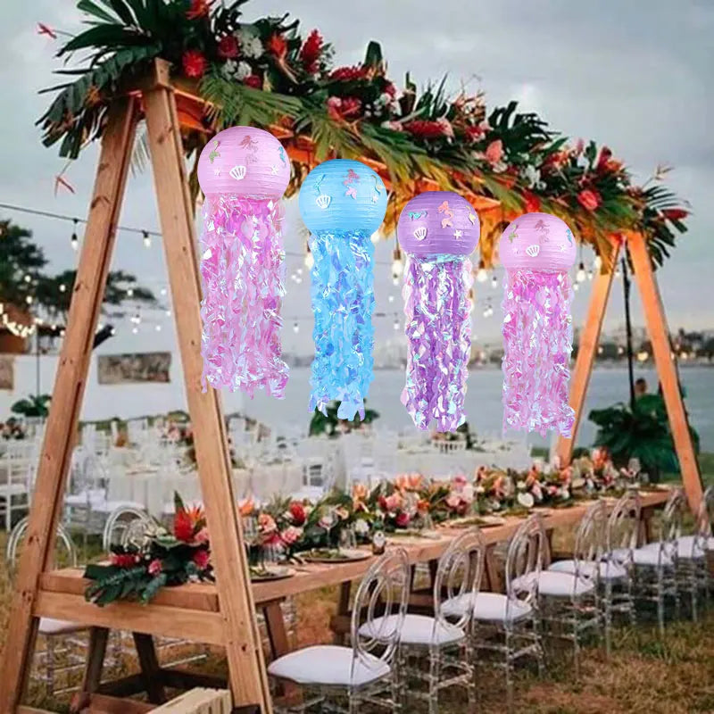 Mermaid Jellyfish Paper Lantern DIY Hanging Little Mermaid Theme Under The Sea Wedding Birthday Party Decoration Supplies
