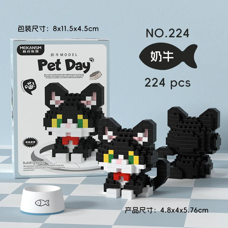 Cat Animal Brick Toy for Children Girls 8 To 10 Years Old Birthday Gifts Construction Block Set Mini Building Blocks Educational