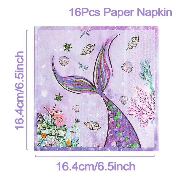 Mermaid Party Disposable Tableware Banner Mermaid Birthday Party Decorations Girl Under the Sea Party Decoration Baby Shower