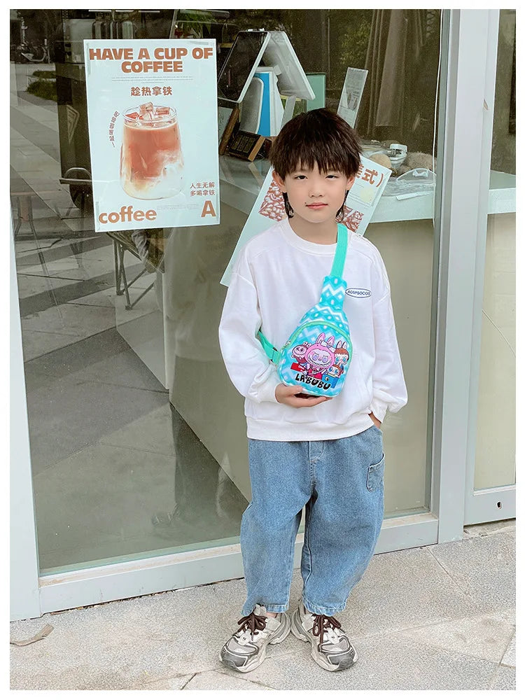 2024 new labubu POPMART LABUBU Children bag chest bag cartoon girl accessories bag trendy new one shoulder crossbody bag gifts