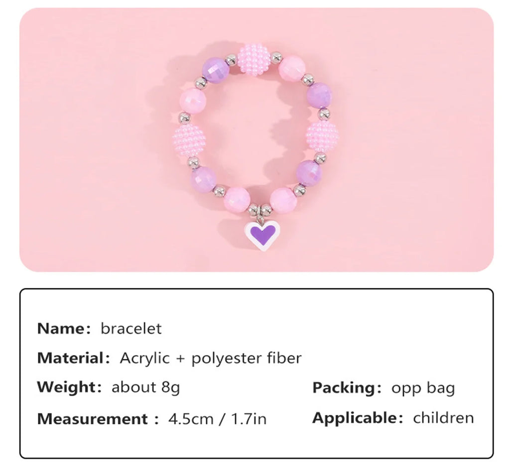 Cute Unicorn Pendant Necklace for Girls Heart Beads Necklace for Children Fashion Jewelry Accessories Birthday Gift