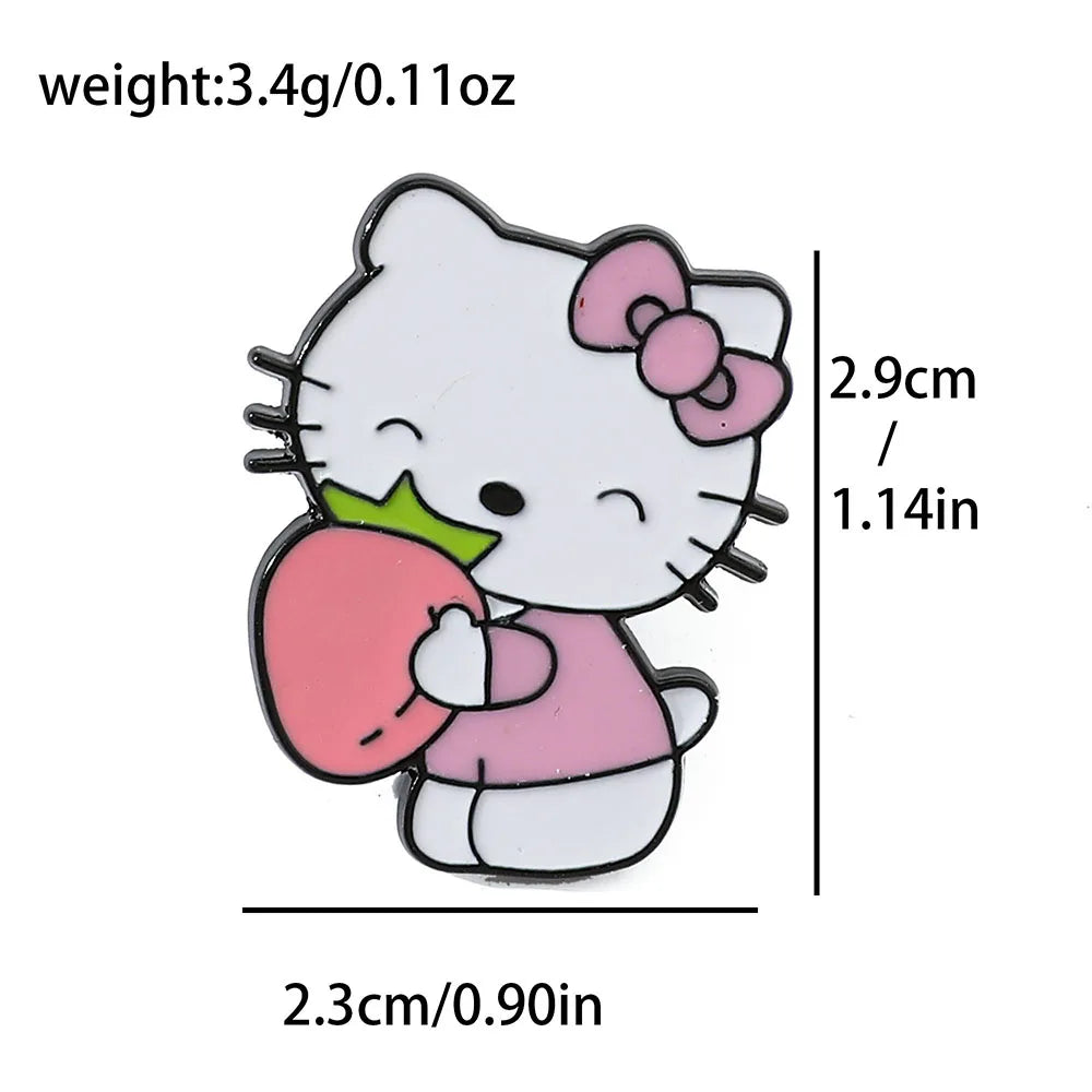 5 Pcs Cute cartoon Soft Cute kt Cat Brooch Sanrio Metal Badge Cute Cat Alloy Drop Oil Pin accessory