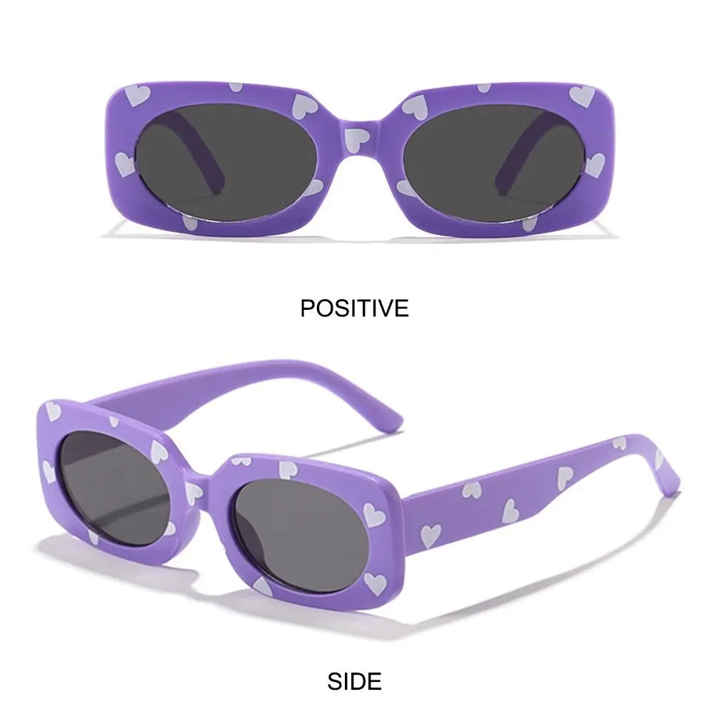 UV400 Heart Print Children Sunglasses Cute 2-8 Years Sun Protection Eyewear Kids Rectangular Sun Glasses