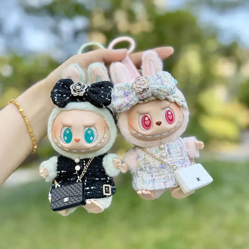 Cute 17cm Labubu Idol Doll Outfit Camellia Dress Bag Shoes Set The Monster Sitting Party Collection Mini DIY