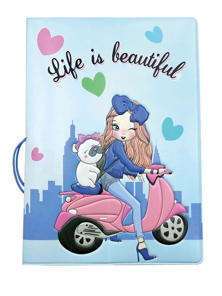New Cute Travel Passport Cover Creative Relief Pattern Passport Holder Girl Anti-lost Telescopic Rope Protective Passport Case